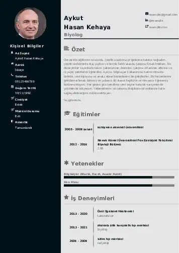 Biyolog CV Örnekleri cv indir